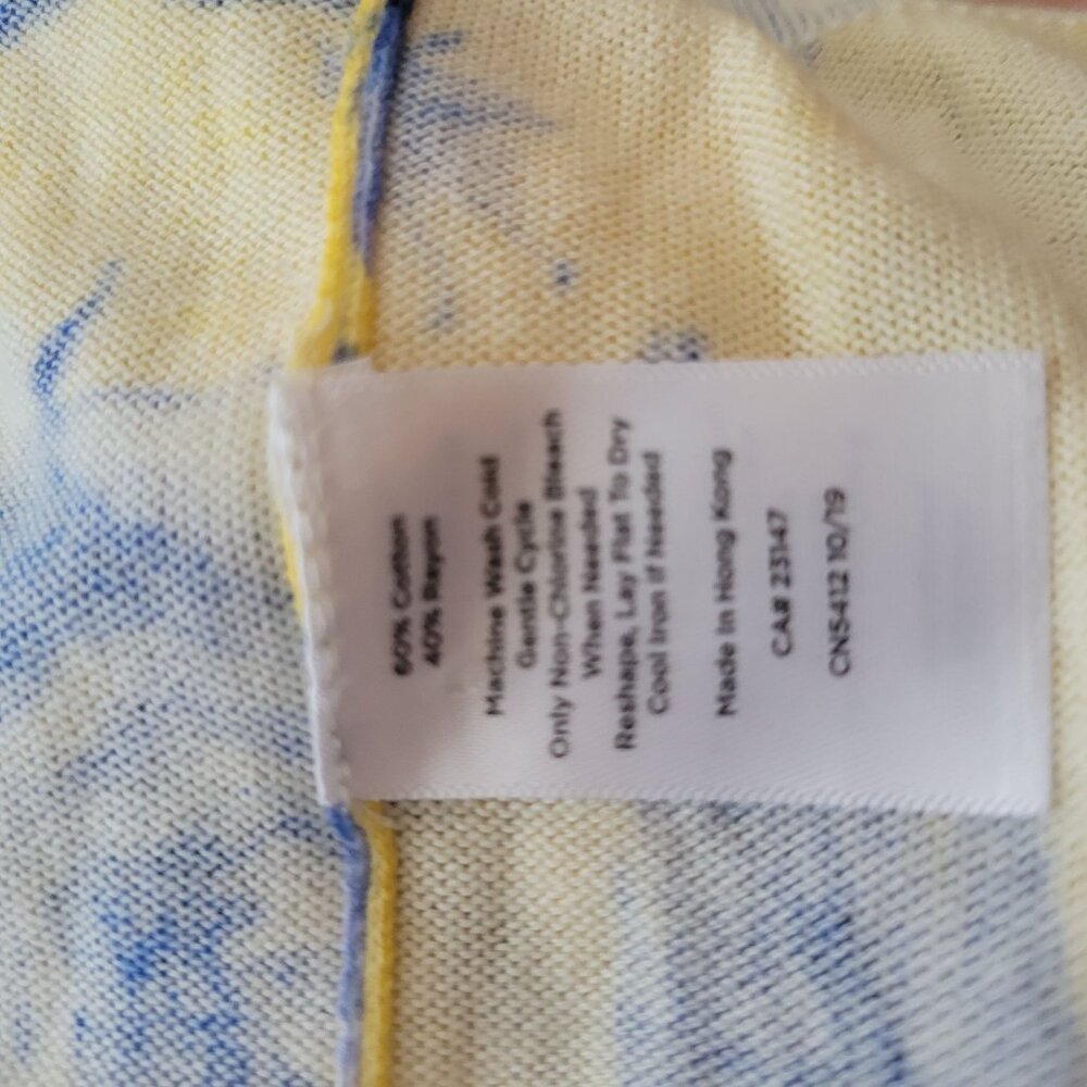 Talbots Womens Floral & Bird Print Cardigan Yellow & Blue Size S - Picture 7 of 7